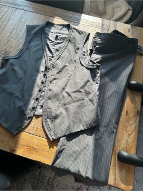 John Varvatos Charcoal Pinstripe Vest and Trousers